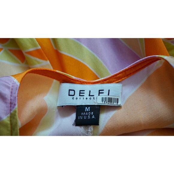 Delfi Collective Donna Maxi Dress Multicolor Printed Satin Slip US M - Picture 6 of 6